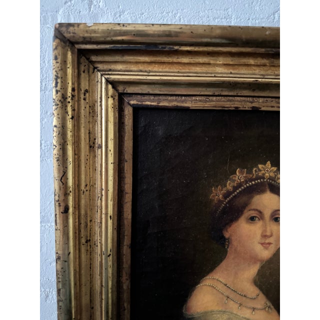 Victorian 19th Century Portrait of Victorian Lady – Oil on Canvas in Gilt Frame For Sale - Image 3 of 12
