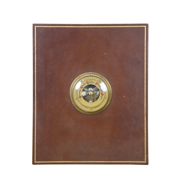 Mid-Century Modern 1952 Moco West German Leather Desktop Barometer Document Box 13" For Sale - Image 3 of 15