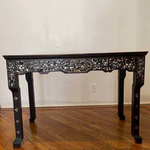 19th Century Rosewood & Mother of Pearl Inlaid Chinese Alter Table For Sale - Image 13 of 13