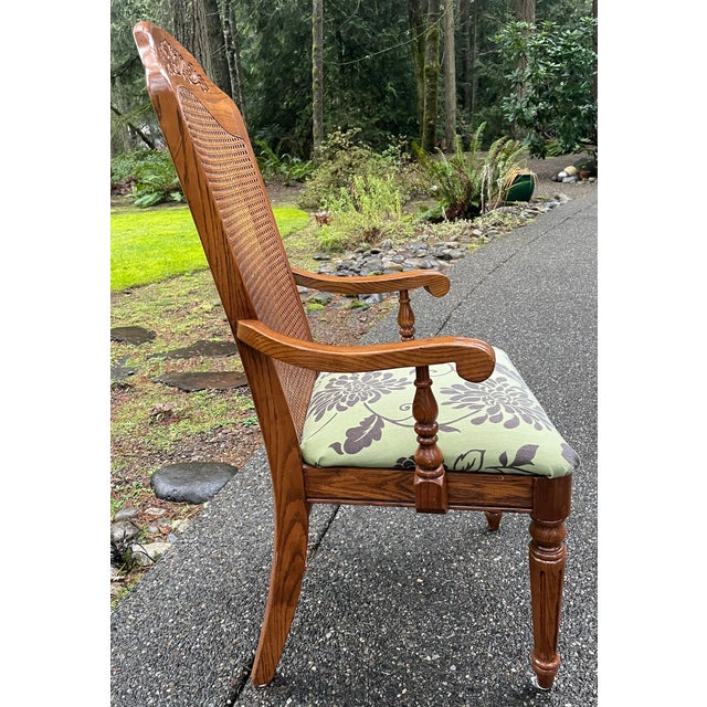 Virginia House Colonial Revival Oak Cane-Back Armchair, C. 1930s For Sale - Image 4 of 15