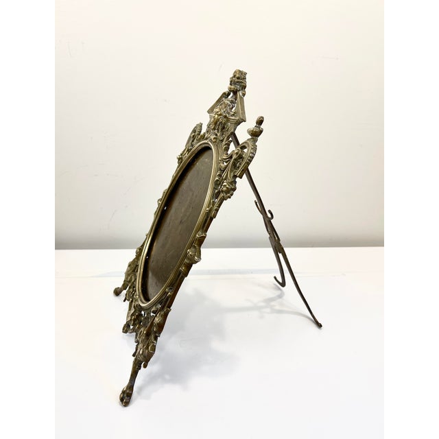 Baroque Antique Brass Standing Picture Frame For Sale - Image 3 of 13