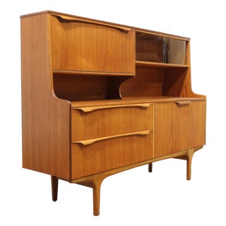 Mid Century Modern Vintage Teak British Tall Credenza Buffet by S Form For Sale