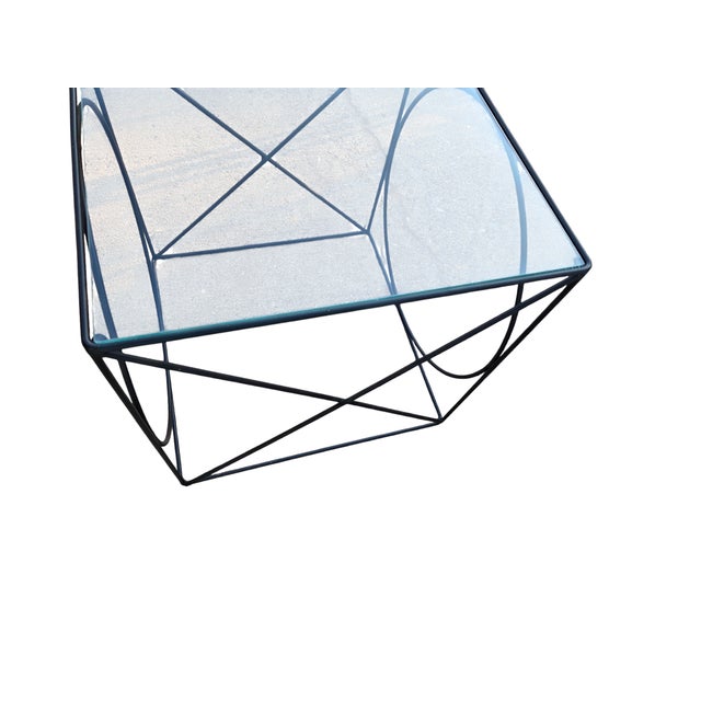 Vintage Wrought Iron Rods Xo Side End Table Attributed to Frederic Weinberg MCM For Sale - Image 13 of 17