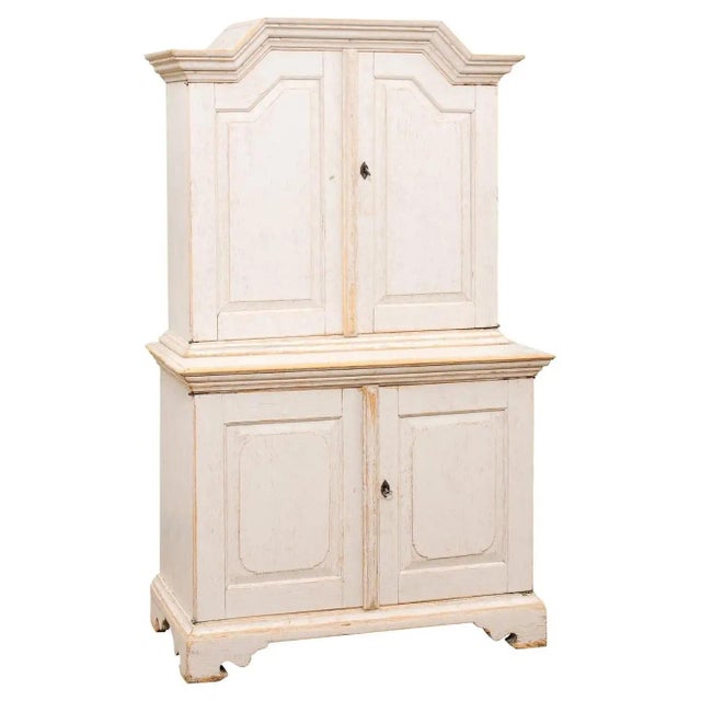 Swedish Baroque Period 1760 Painted Two-Part Cabinet with Four Doors For Sale - Image 13 of 13