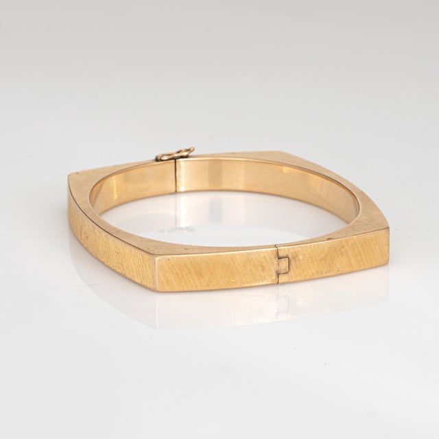 1960s 60s Vintage Square Bangle Bracelet 7.5mm Wide 14k