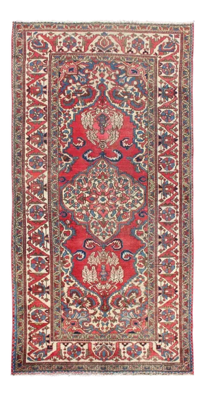 Keivan Woven Arts, H-508-03, 1950's Vintage Bakhtiari Medallion Rug - 4′2″ × 8′6″
