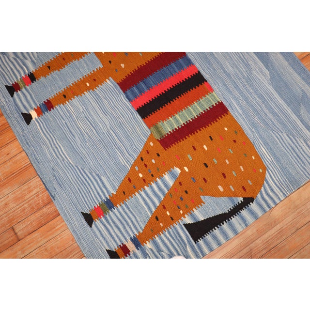 Late 20th Century Late 20th Century Zabihi Collection Persian Horse Pictorial Wall Kilim - 3'8" x 3'9" For Sale - Image 5 of 7