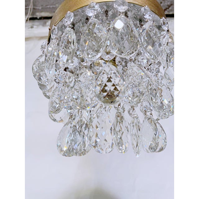Vintage Crystal Upside Down Layer Cake Chandelier With Decorative Brass Frame For Sale - Image 4 of 9