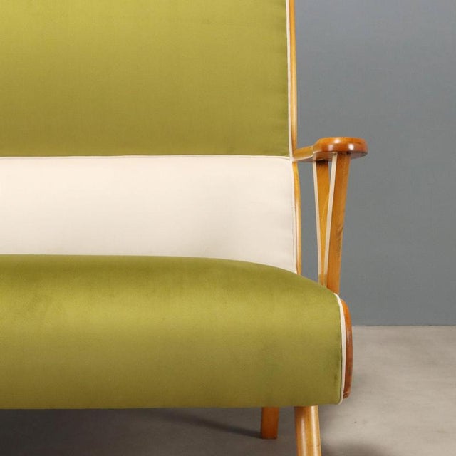 Vintage 2-Tone Velvet Sofa, 1950s For Sale - Image 5 of 11