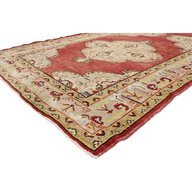 Vintage Turkish Oushak Carpet Runner with Jacobean Tudor Style 04'07 x 11’00. With an elegant Turkish design and refined...