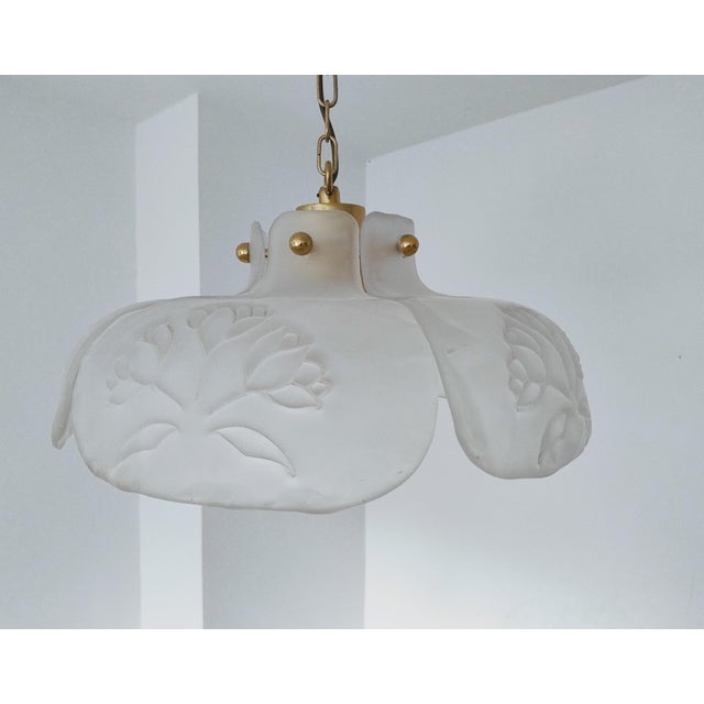 Mid-Century Modern Brass and Frosted Glass Pendant from Hillebrand Leuchten, Germany, 1970s For Sale - Image 18 of 18