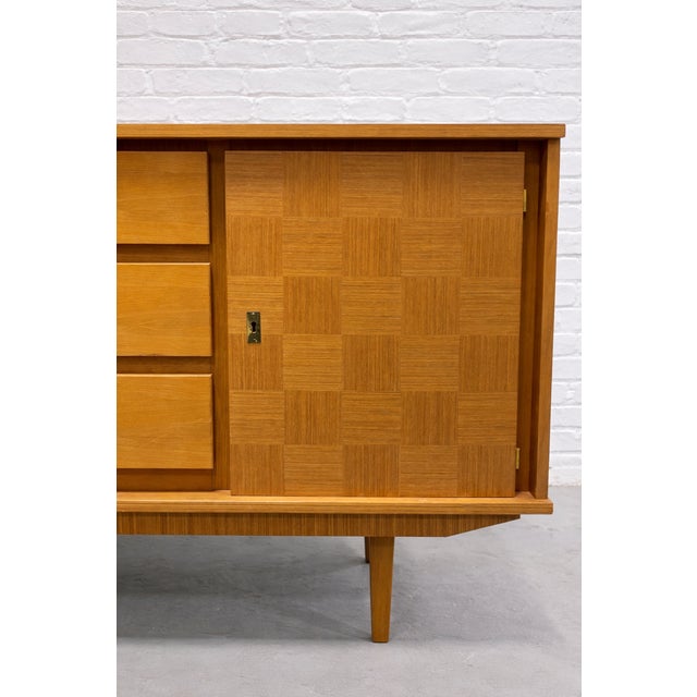 Mid Century Modern Oak Sideboard | 1960’s Scandinavian Credenza | Vintage MCM Media Console Cabinet For Sale In New York - Image 6 of 12