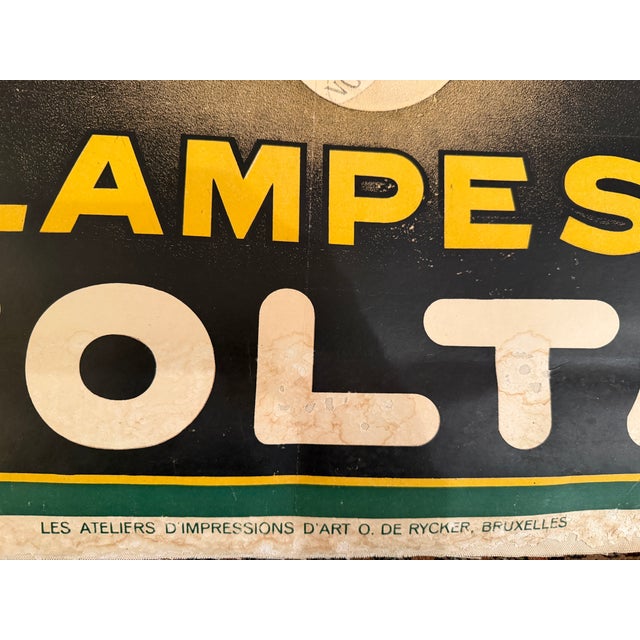 Early 20th Century Lampes Volta - Belgian Electric Lighting Advertising Poster, C. 1920-1925, Color Lithograph For Sale - Image 5 of 8