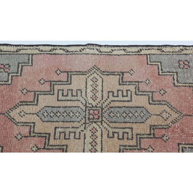 Textile Urkish Tribal Accent Rug for Entryway - Neutral Vintage Turkish Rug With Faded Tribal Motifs -1' 9'' X 3' 3'' For Sale - Image 7 of 10