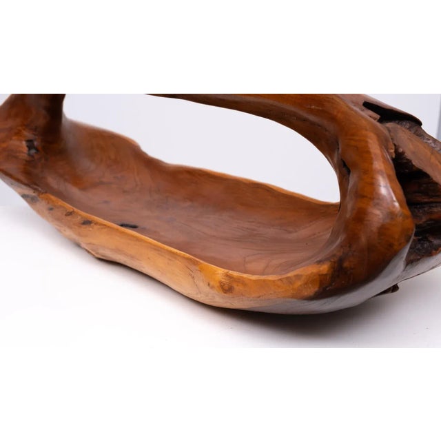 Mid-Century Modern Large Carved Olive Wood Fruit Basket, 1978 For Sale - Image 3 of 13