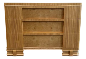 1930s Vintage Burled Wood Art Deco Dresser Credenza
