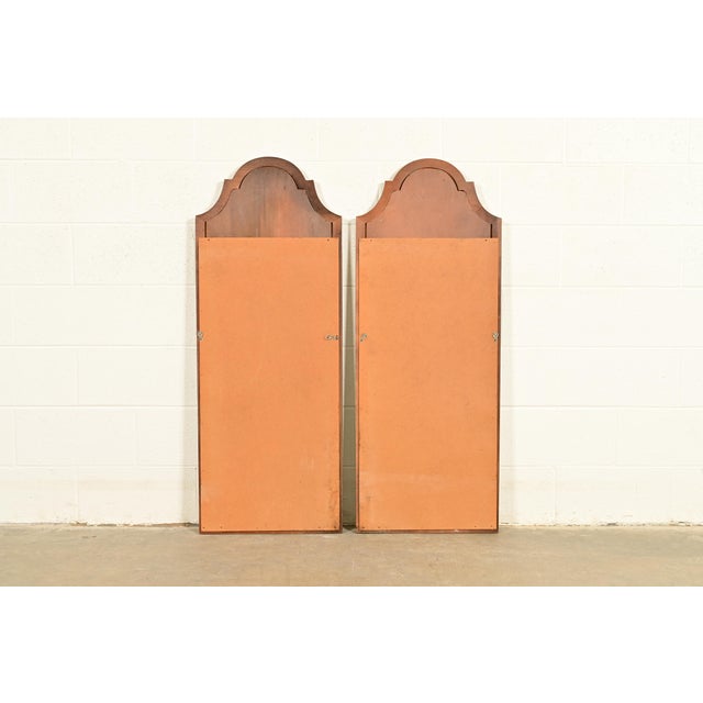 Brown Henredon Style Mid-Century Hollywood Regency Carved Fruitwood Tall Wall Mirrors, Pair For Sale - Image 8 of 9