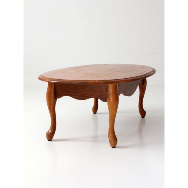 Mid 20th Century Vintage Oak Oval French Provincial Coffee Table For Sale - Image 5 of 17