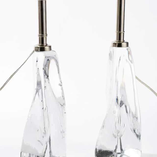 1950s Clear Art Glass Lamps - A Pair For Sale - Image 5 of 8