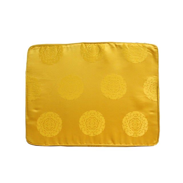 Chinese Oriental Golden Yellow Silk Fabric Rectangular Seat Cushion Pad Chairish