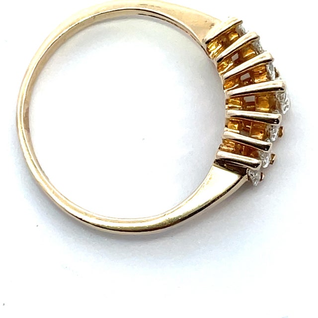 White 14k Yellow Gold Marquise Cut Natural Diamond Ring For Sale - Image 8 of 10