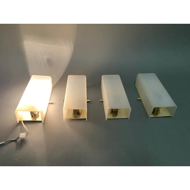 1950s Wall Lights in Acrylic Glass and Brass, 1950s, Set of 4 For Sale - Image 5 of 12