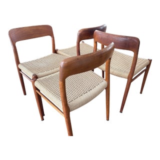 Set of Four Niels Otto Møller Model 75 Dining Chairs in Teak Jl Møllers Møbelfabrik, Denmark, Circa 1960s For Sale