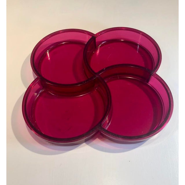 Magenta Pair of Vintage Dansk "Spiral" 4-Compartment Acrylic Trays by Gunnar Cyrén For Sale - Image 8 of 11