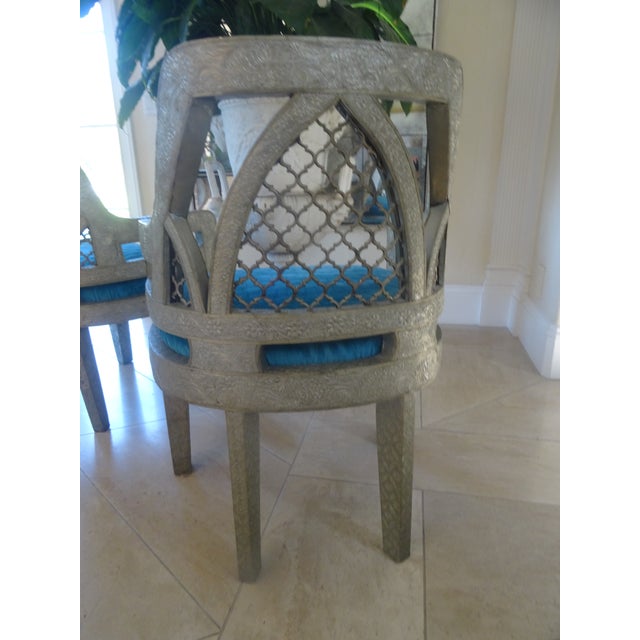 Vintage Anglo-Indian Metal Clad Accent Chairs a Pair For Sale - Image 11 of 12