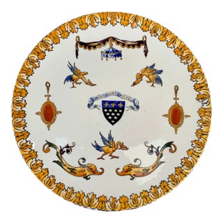 Vintage Neoclassical French Porcelain Mont Saint Michel Wall Plate For Sale