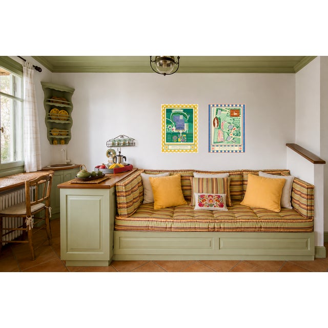 Green Atelier Aria Lumae the Grand Estate Cartography Set of 2 Shore Estate Faux Checkered Border Fine Art Hge Gallery Board Print 34" X 18" Wallspace For Sale - Image 8 of 18
