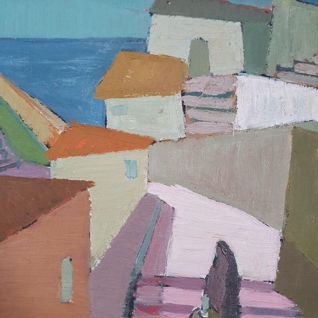 An original mid-century modern oil painting on canvas by swedish artist jonne bergström (1915–1987). A beautiful semi-...
