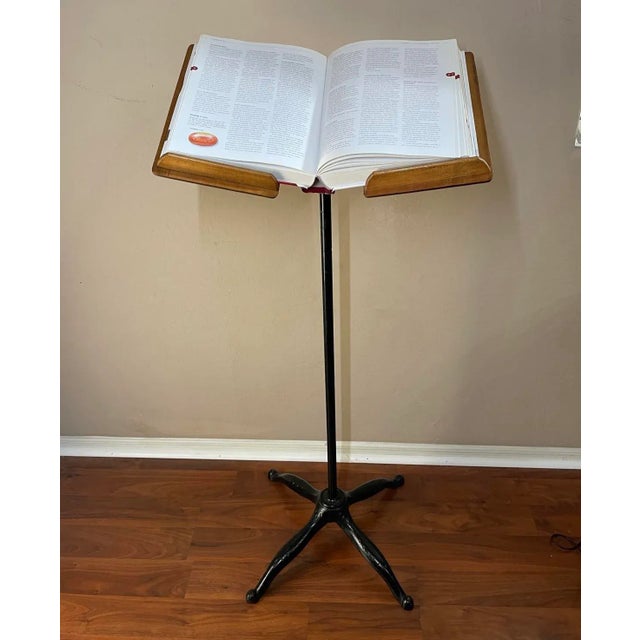 Late 19th Century Oak Wood & Cast Iron Lectern Music Stand Book Holder ...