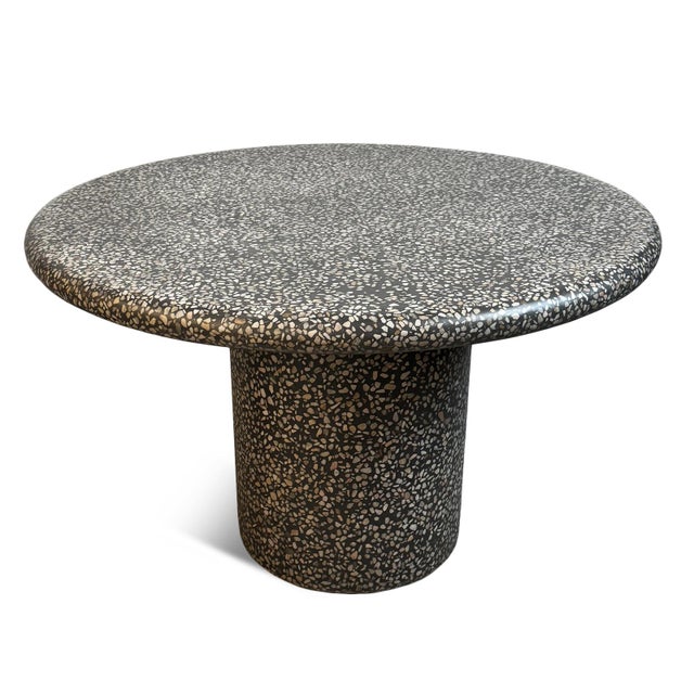 Round Black Terrazzo Outdoor Dining Table For Sale In Los Angeles - Image 6 of 8