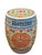 Striking vintage Chinese ceramic garden stool beautifully decorated in a vibrant palette of coral, turquoise, pink, green,...