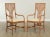 High Quality Vintage Pair of Rattan Frame Chairs, Rawhide Lacing, Upholstered Seats, Unsigned Maker in the Style of Mcguire