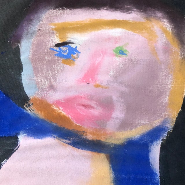 Abstract Original 1960’s Robert Cooke Abstract Pastel Portrait Drawing For Sale - Image 3 of 5