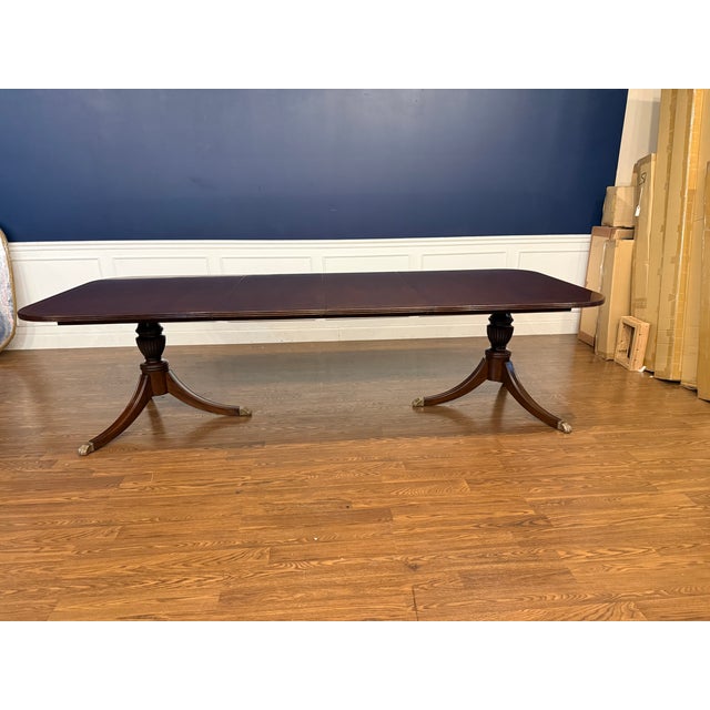 Traditional Georgian Style Banded Mahogany Dining Table by Leighton Hall - Showroom Sample For Sale In Atlanta - Image 6 of 14