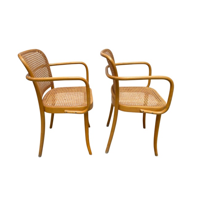 Mid-Century Modern 1960s Thonet Prague 811 Arm Chairs by Josef Hoffman, Pair For Sale - Image 3 of 7