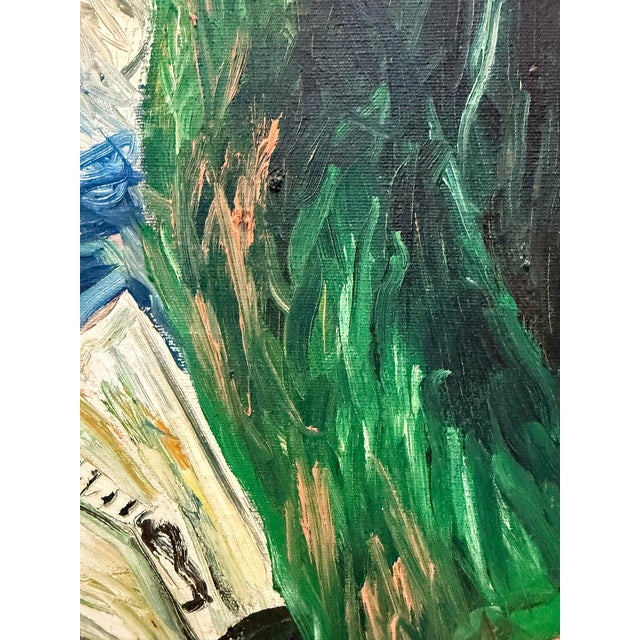 Wood 1940s Expressionist Impasto Oil Painting Signed r.l. Marshall For Sale - Image 7 of 11