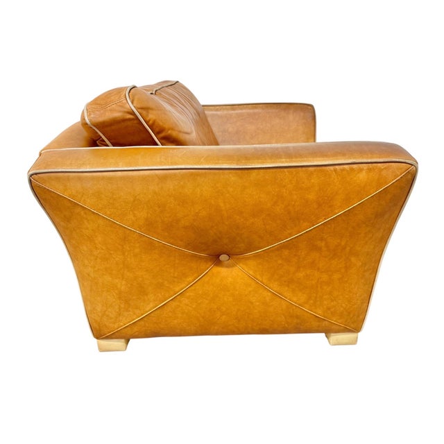 Ralph Lauren Vintage Ralph Lauren Style Leather Club Chair & Ottoman For Sale - Image 4 of 9