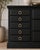 Mid 20th Century Refinished Black Dresser With Brass Ring Hardware-Modern Classic 9-Drawer Statement Piece For Sale - Image 5 of 7