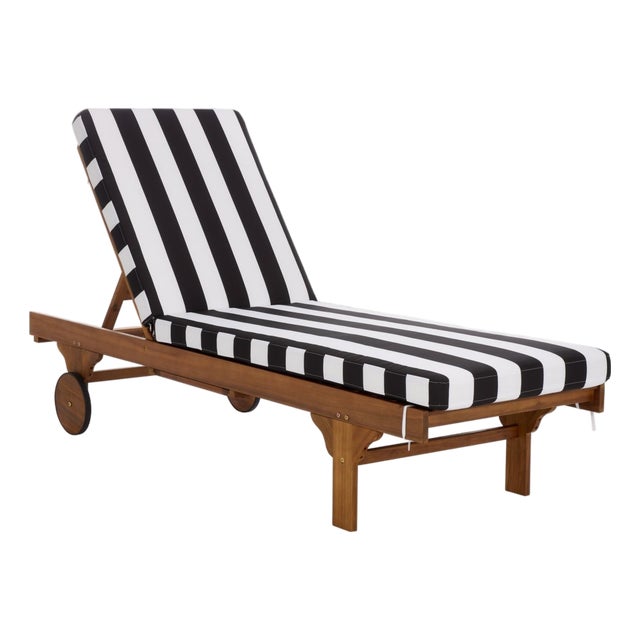 Newport Chaise Lounge, Black Stripe For Sale
