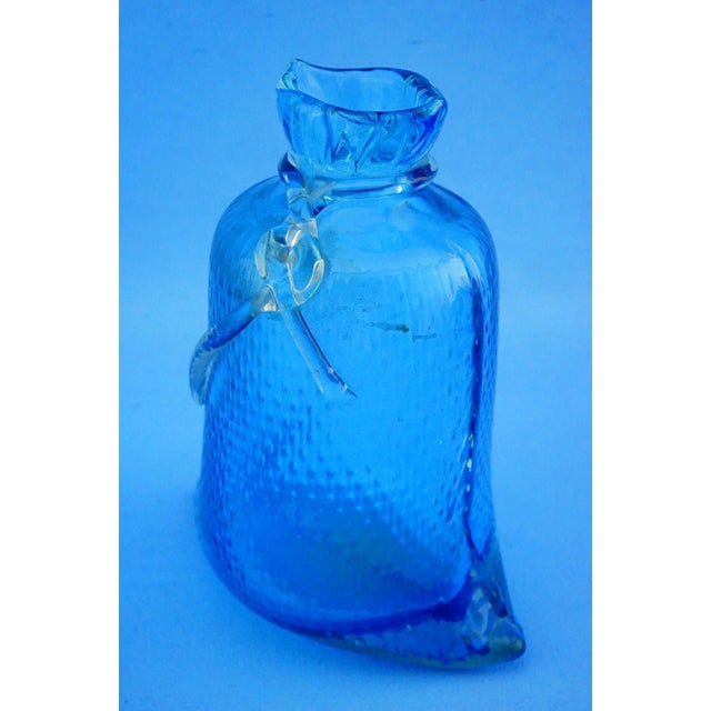 Vintage Bag-Shaped Vases in Sea Blue Murano Glass from Cenedese Glassworks, Italy, 1970s, Set of 2 For Sale - Image 10 of 18