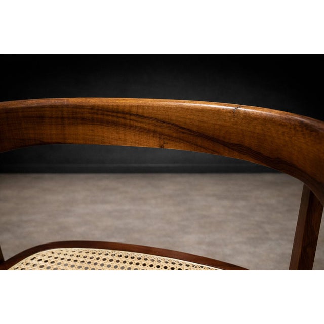Brown Pair of Brazilian Modern Armchairs in Rosewood and Cane, Joaquim Tenreiro, 1950s For Sale - Image 8 of 14