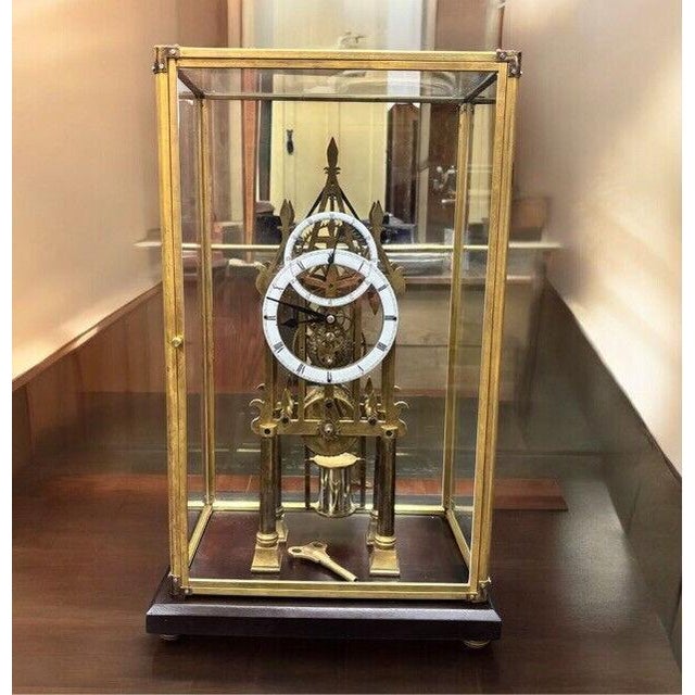 Large Chain Fusee Cathedral Skeleton Clock with Case and Key For Sale - Image 10 of 10