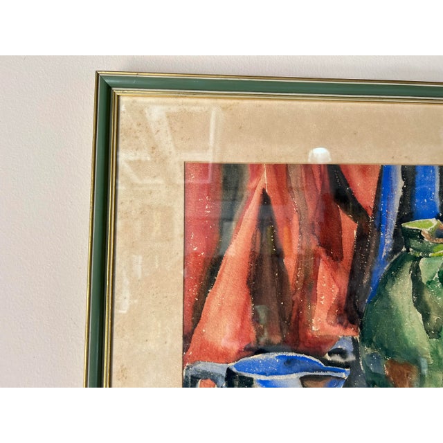 Wood 60's Kitty Louttlehkle Still Life Watercolor Painting, Framed For Sale - Image 7 of 12
