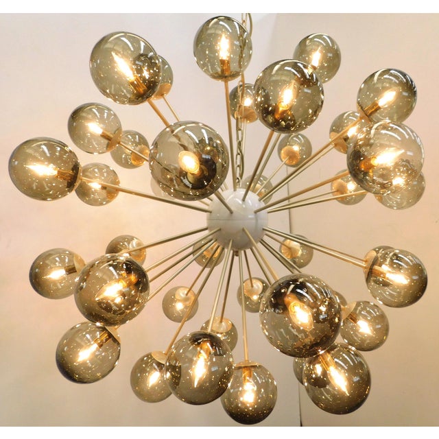 Italian 21st Century Nova Satin Brass Smoky Bubbles Murano Sputnik Chandelier by Fabio LTD For Sale - Image 3 of 4
