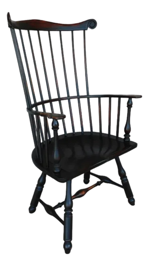 Warren Chair Works Pennsylvania Comb Back Windsor Armchair in Distressed Black