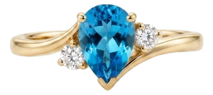 Minimalist Swiss Blue Topaz Ring | Pear Shaped Blue Gemstone Ring | Dainty December Birthstone Ring Us 7